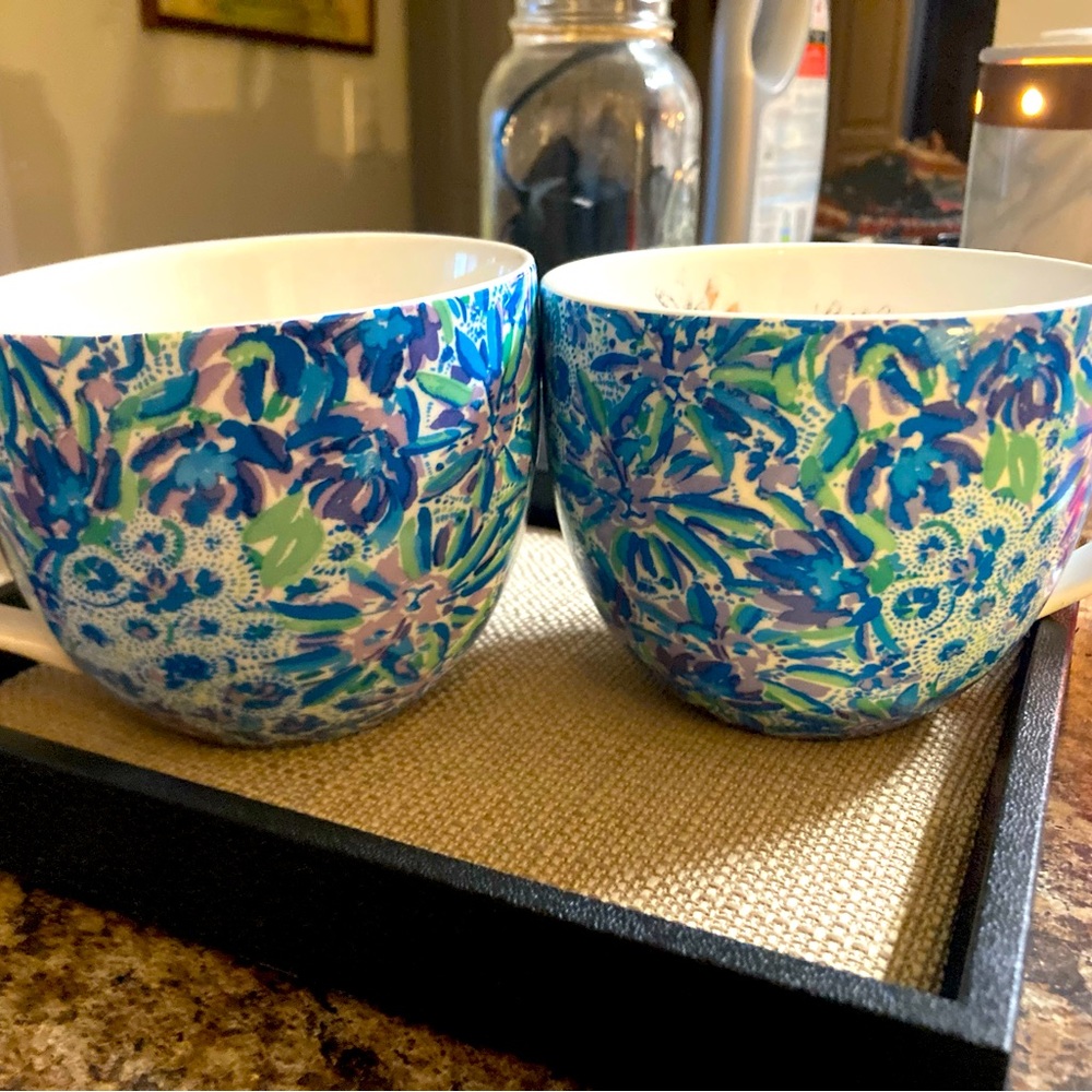 Lilly Pulitzer matching coffee mugs